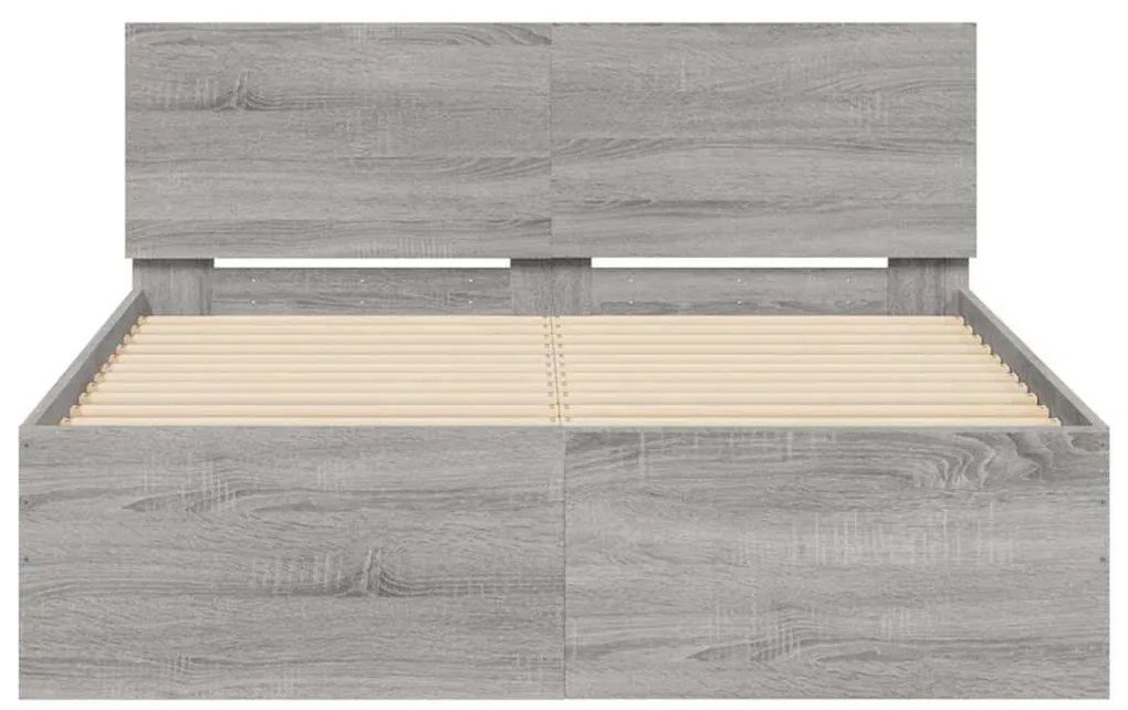 vidaXL Πλαίσιο Κρεβατιού με Κεφαλάρι/LED Γκρι Sonoma 120x190 εκ.