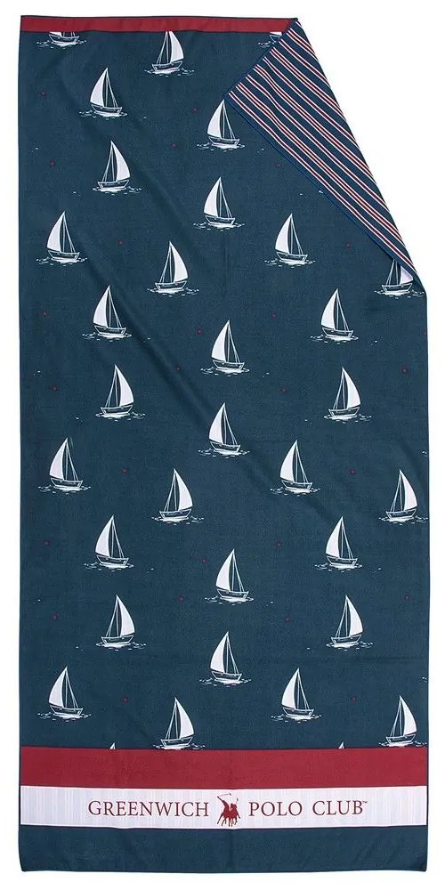 Πετσέτα Θαλάσσης 4026 Blue-Red Greenwich Polo Club Θαλάσσης 80x170cm Microfiber