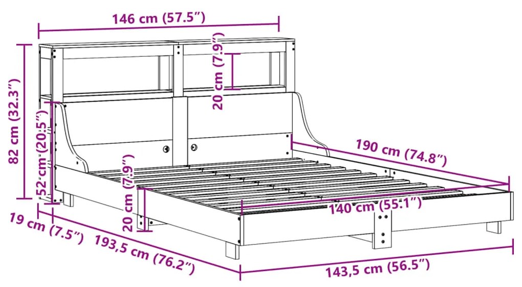 ΣΚΕΛΕΤΟΣ ΚΡΕΒΑΤΙΟΥ ΧΩΡΙΣ ΣΤΡΩΜΑ ΚΑΦΕ 140X190 ΜΑΣΙΦ ΞΥΛΟ ΠΕΥΚΟΥ 3306434