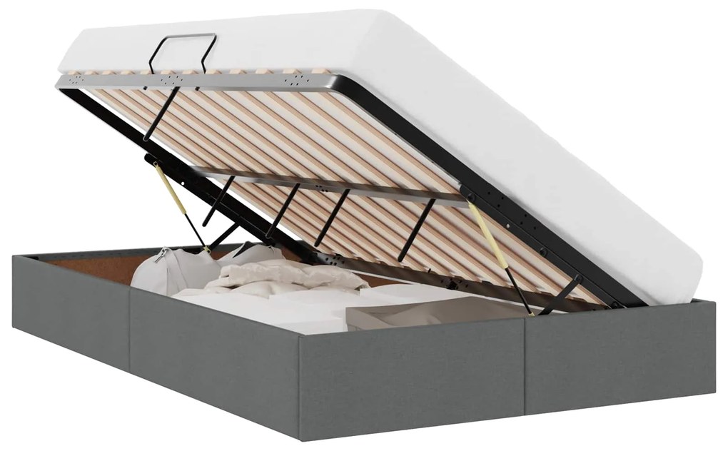 vidaXL Κρεβάτι Αποθήκης με στρώμα Σκούρο Γκρι 120 x 200 cm ύφασμα