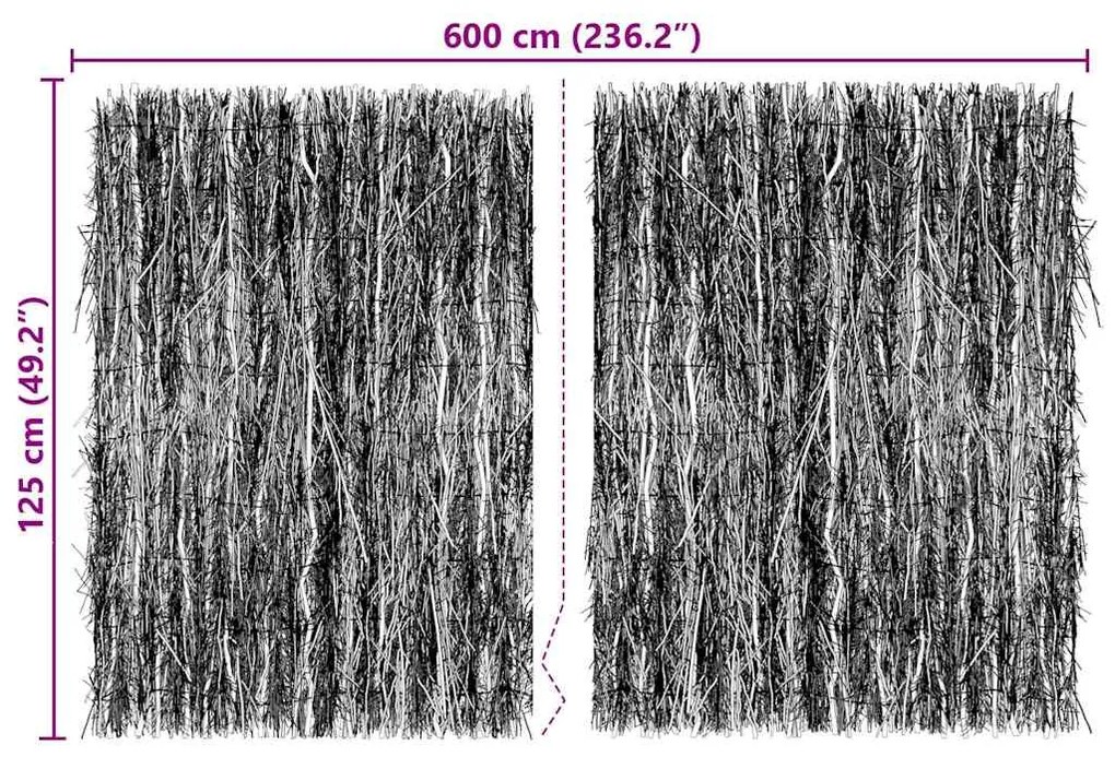 vidaXL Φράχτης από κλαδιά Καφέ 600 x 125 εκ Ξύλινη Τρίχα