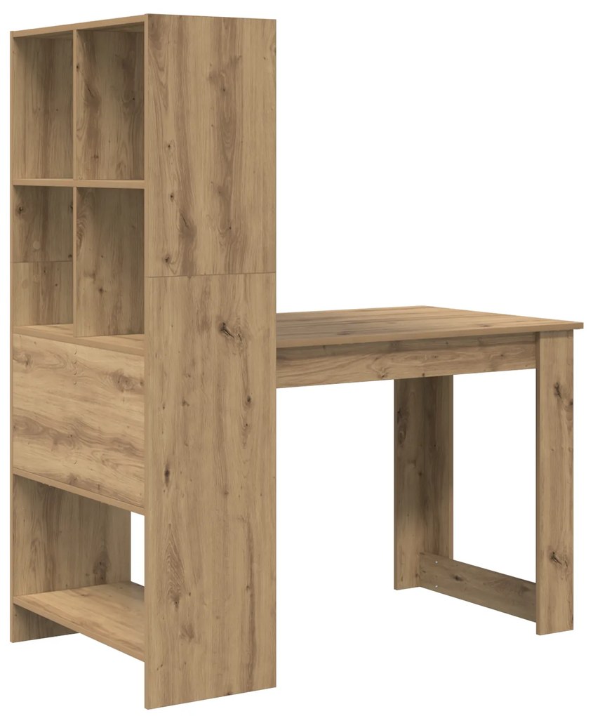 vidaXL Γραφείο με ράφι με αποθήκευση artisan δρυς 122 x 67 x 145 εκ.