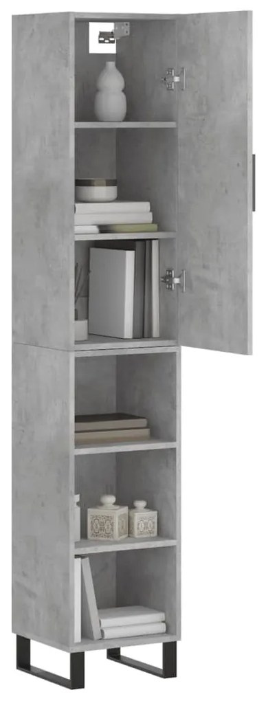 vidaXL Ντουλάπι Γκρι Σκυροδέματος 34,5x34x180 εκ. Επεξεργασμένο Ξύλο