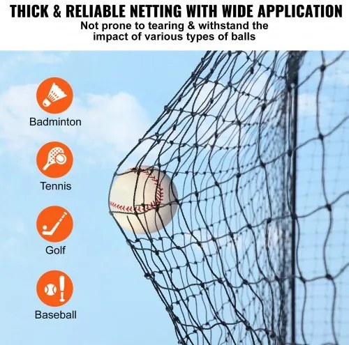 VEVOR Baseball Batting Netting, Professional Softball Baseball Batting Hitting Training Net, Practice Portable Pitching Cage Net with Door & Carry Bag, Heavy Duty Enclosed PE Netting, 35FT (NET ONLY)