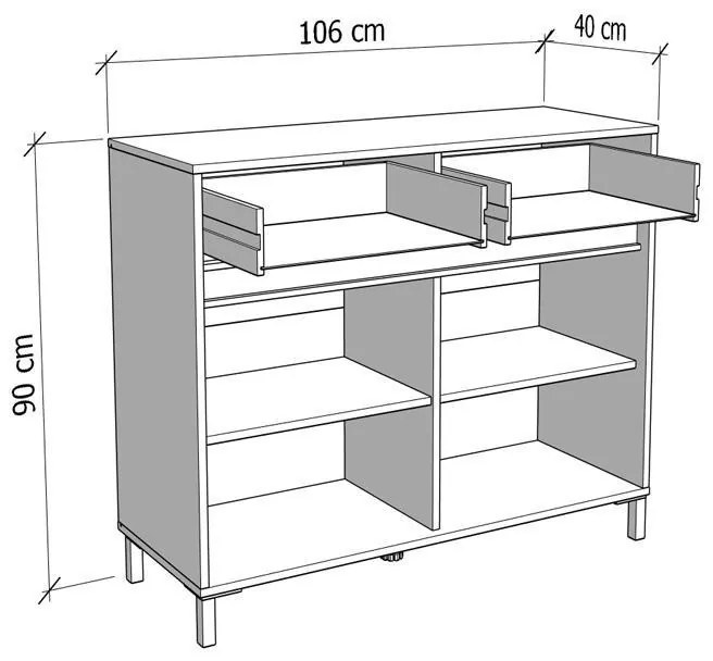 Μπουφές - Κομότα MARRON 106 2K2F2V Artisan oak - Μαύρο 106x40x90εκ. 106x40x90 εκ.