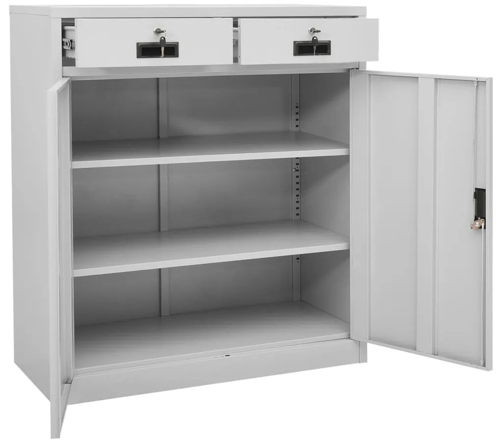 vidaXL Ντουλάπα Γραφείου Ανοιχτό Γκρι 90 x 40 x 102 εκ. Ατσάλινη