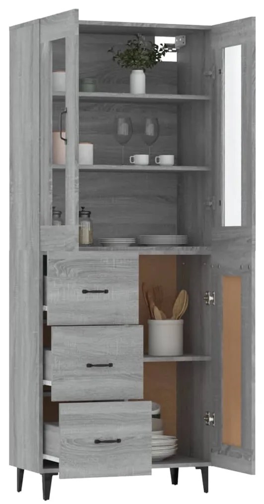 vidaXL Ντουλάπι Γκρι Sonoma 69,5 x 34 x 180 εκ. Επεξεργασμένο Ξύλο