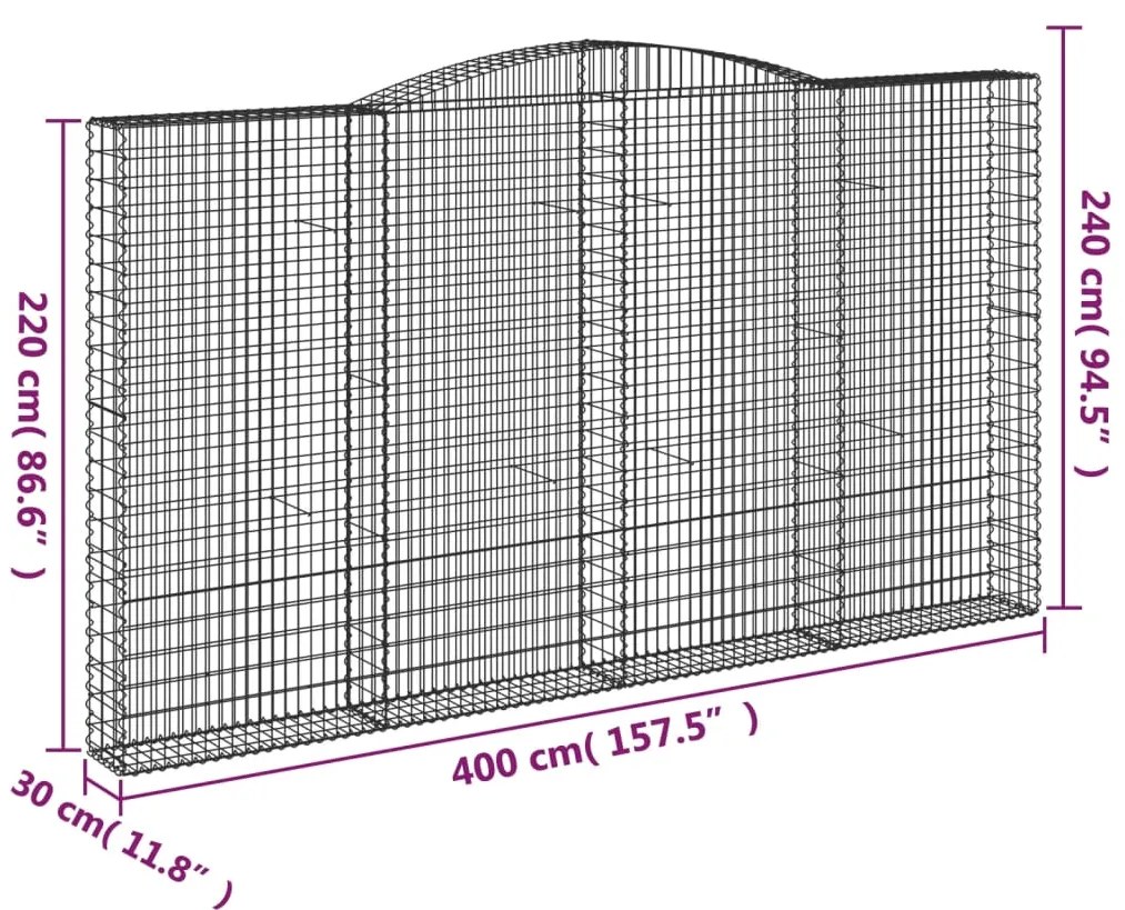 vidaXL Συρματοκιβώτια Τοξωτά 2 τεμ. 400x30x220/240 εκ. Γαλβαν. Ατσάλι