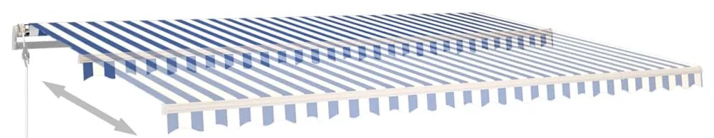 vidaXL Τέντα Συρόμενη Χειροκίνητη με LED Μπλε / Λευκό 5x3,5 μ.