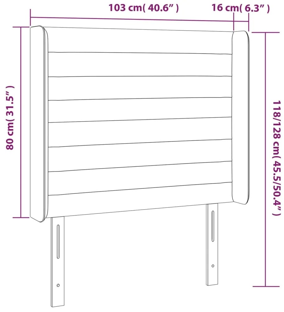 vidaXL Κεφαλάρι Κρεβατιού LED Μαύρο 103x16x118/128 εκ. Υφασμάτινο