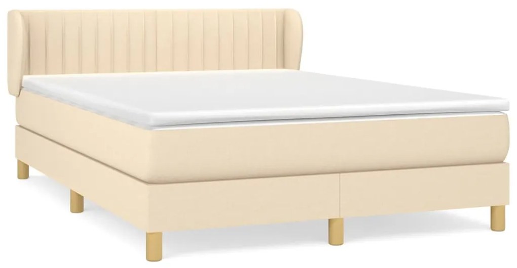 vidaXL Κρεβάτι Boxspring με Στρώμα Κρεμ 140x200 εκ. Υφασμάτινο