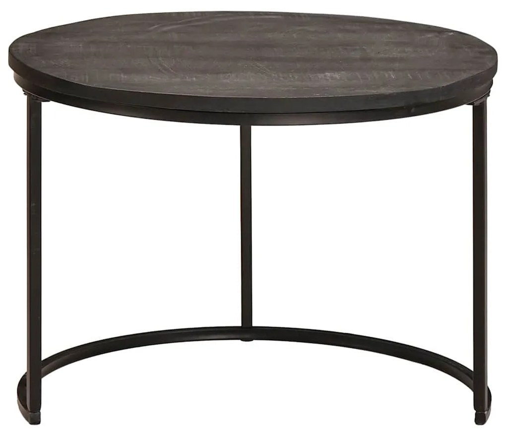 vidaXL Τραπεζάκια Καφέ Στερεών 3 pcs Μασίφ ξύλο μάνγκο και χάλυβας