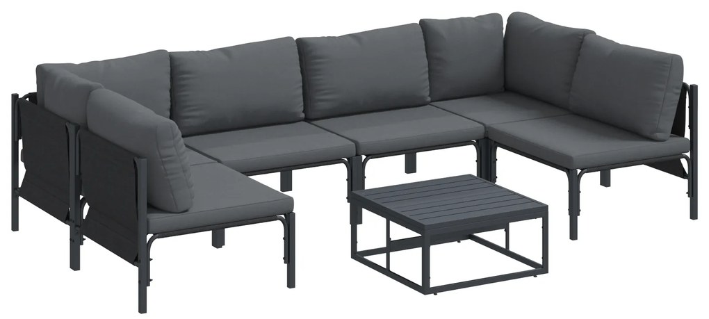 vidaXL Σετ Καναπέ Κήπου 7 pcs Ανθρακί Ατσάλι
