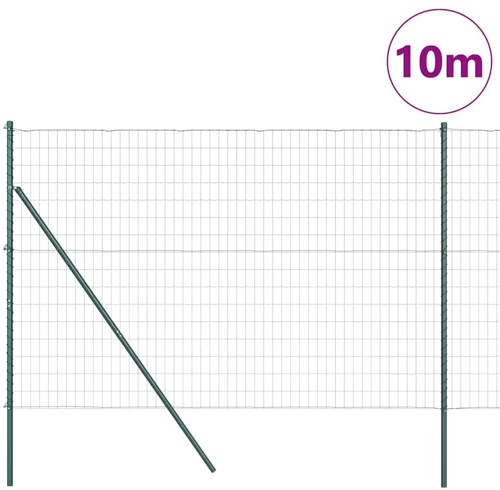 vidaXL Φράχτης με Στήλες. Πράσινο 1.6 x 10 m Ατσάλι
