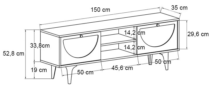 Έπιπλο τηλεόρασης Aureta Megapap χρώμα λευκό - sapphire oak 150x35x52,8 εκ. - GP042-0231,1