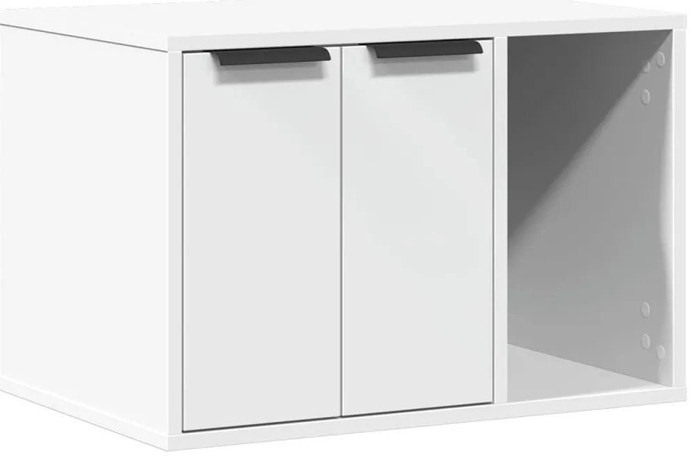 Τουαλέτα Γάτας Περίφραξη Λευκό 60x40x40 εκ. Επεξεργασμ. Ξύλο - Λευκό