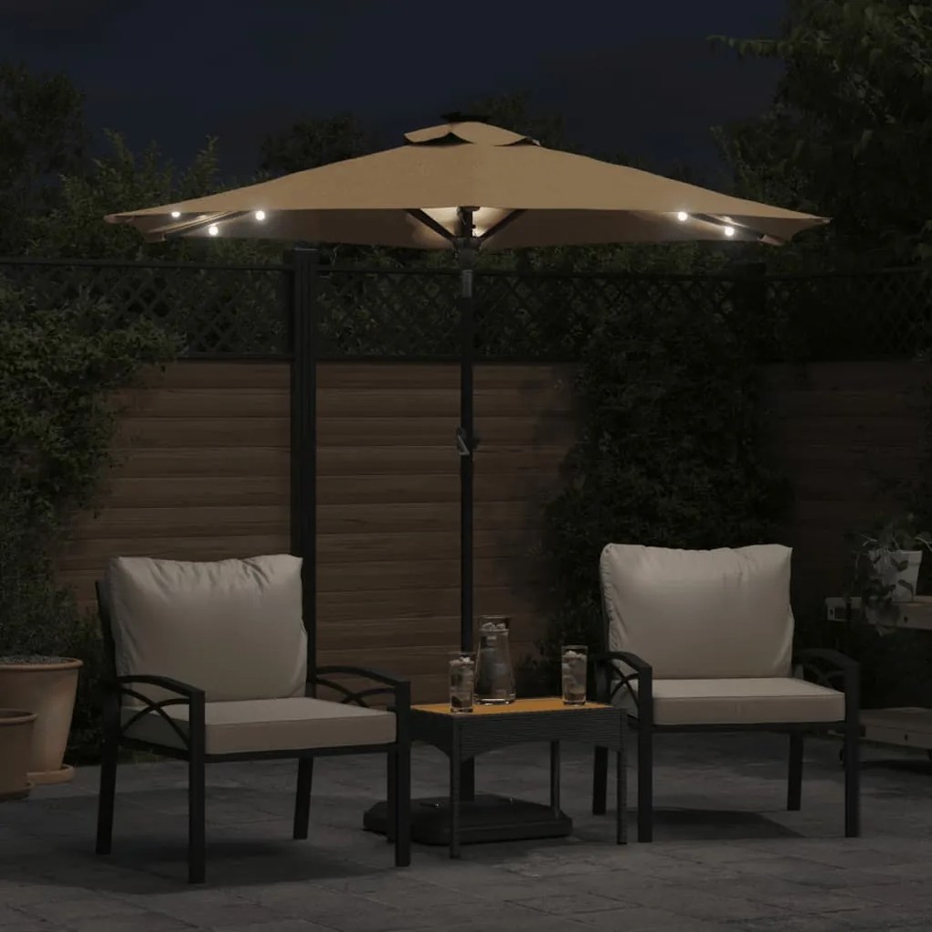 Ομπρέλα Κήπου με LED και Ατσάλινο Ιστό Taupe 225x225x212 εκ. - Μπεζ-Γκρι