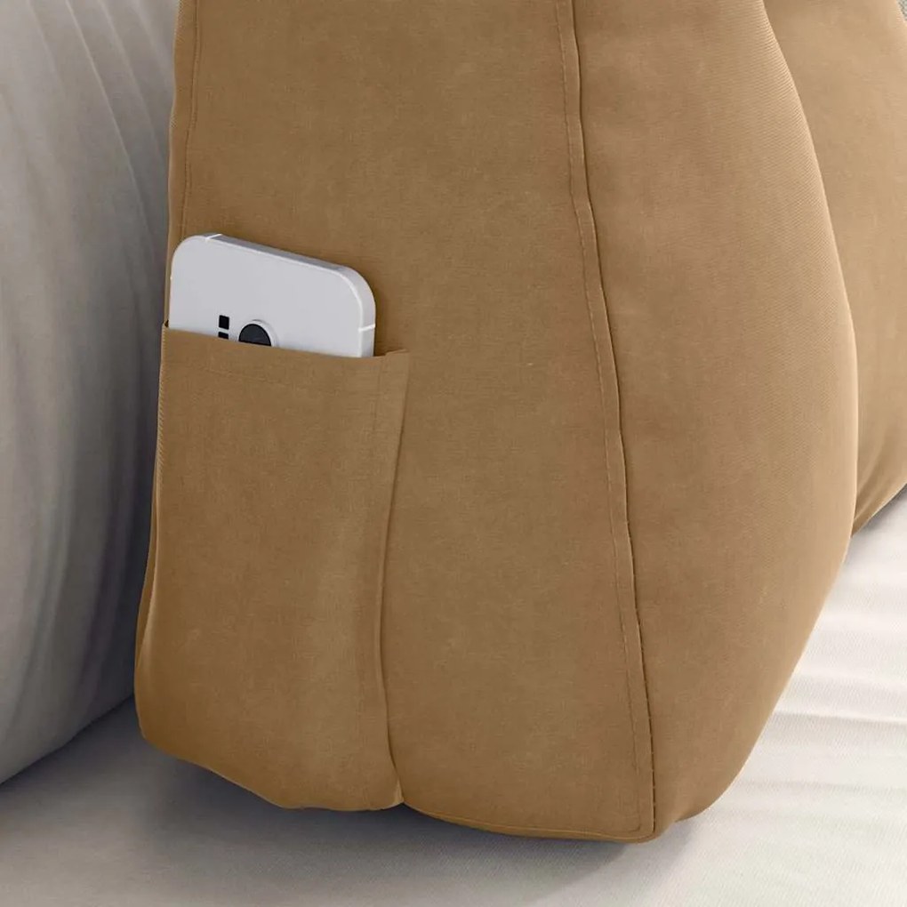 vidaXL Μαξιλάρι Πλάτης Καφέ 60 x 24 x 50 εκ Βελούδο