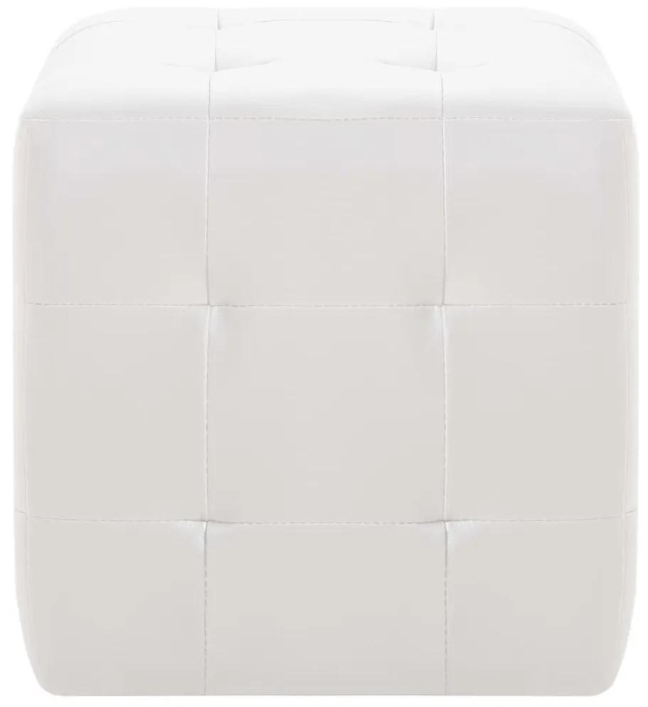 Σκαμπό Πουφ 2 τεμ. Λευκά 30 x 30 x 30 εκ. από Συνθετικό Δέρμα - Λευκό