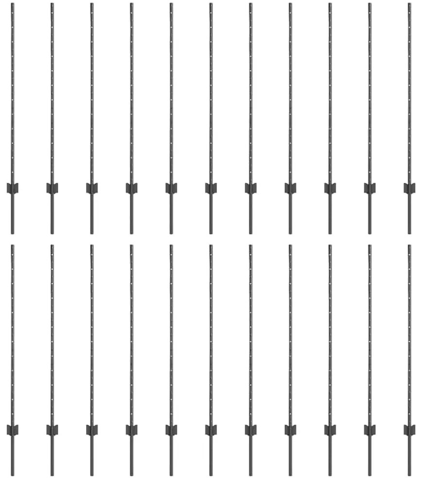 vidaXL Πό posts φράχτη 44 pcs Γκρι 160 cm Ατσάλι