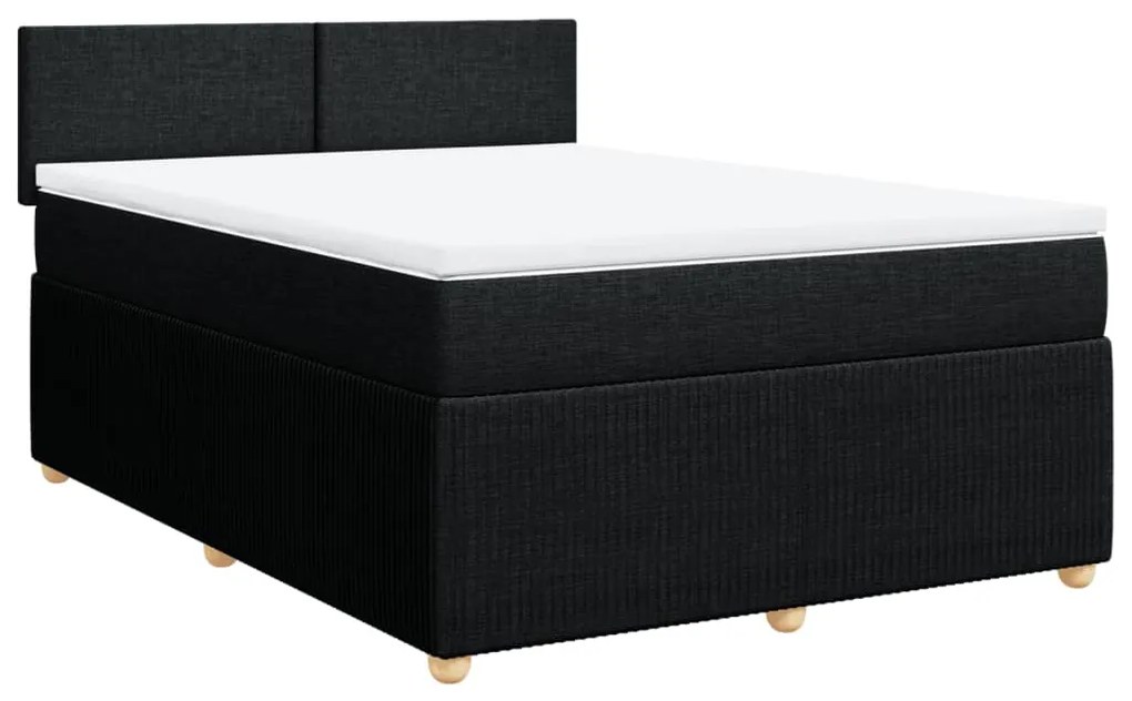 vidaXL Κρεβάτι Boxspring με Στρώμα Μαύρο 140x200 εκ. Υφασμάτινο