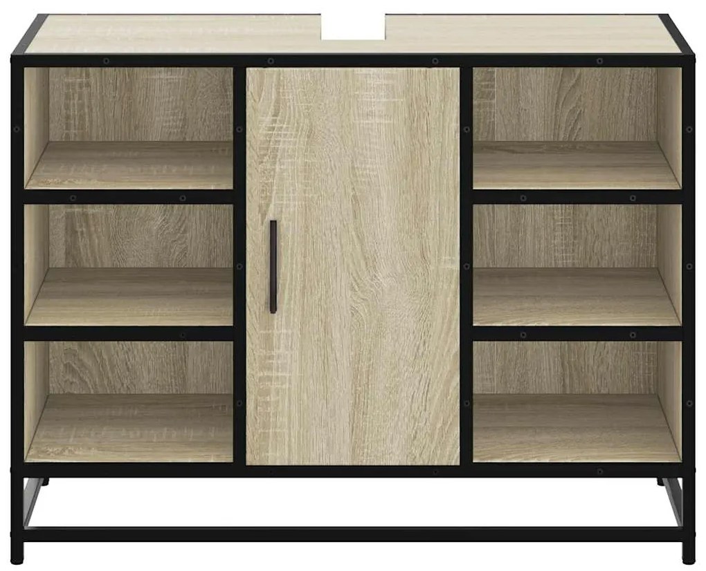 vidaXL Ντουλάπι Νιπτήρα Μπάνιου Sonoma Δρυς 80 x 33 x 60 εκ. από Τεχνητό Ξύλο