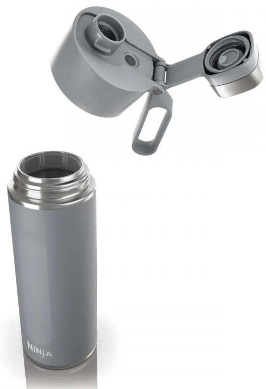 Thermos Ninja DW2401EUUKGY, 700 ml, Κατάλληλο για ανθρακούχα ποτά, Τριπλή μόνωση, Χωρίς BPA, Ζεστό έως 8 ώρες, Κρύο έως 24 ώρες, Γκρι