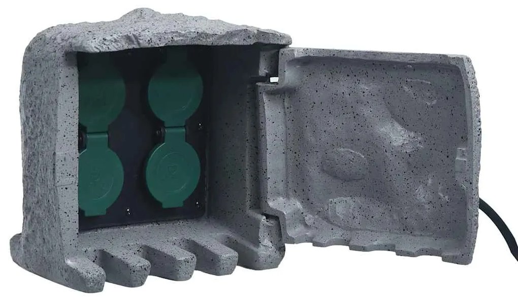 vidaXL Πολύπριζο Κήπου 4 Υποδοχές Αντίσταση στο Νερό Γκρι Συνθ. Ρητίνη