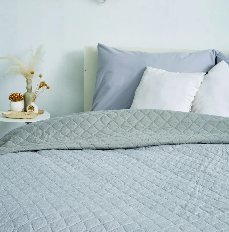 Κουβερλί 2 Όψεων Microfiber Υπέρδιπλο 220x240εκ. Molly Silver SB HOME