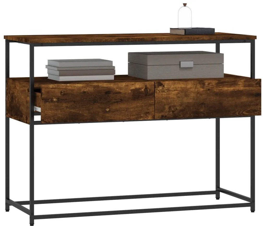 vidaXL Τραπέζι Κονσόλα Καπνιστή Δρυς 100x40x75 εκ. Επεξεργασμένο Ξύλο