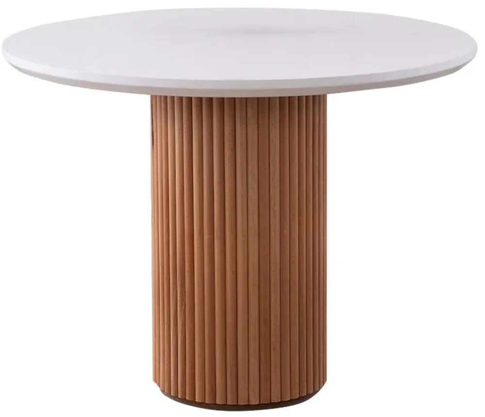 Τραπέζι Otantik 974NMB2225 Φ104x75cm White-Walnut Mdf,Ξύλο