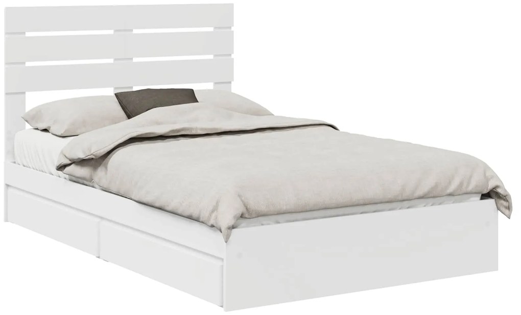 vidaXL Κρεβάτι Αποθήκης Λευκό 120 x 190 cm Επεξεργασμένο ξύλο