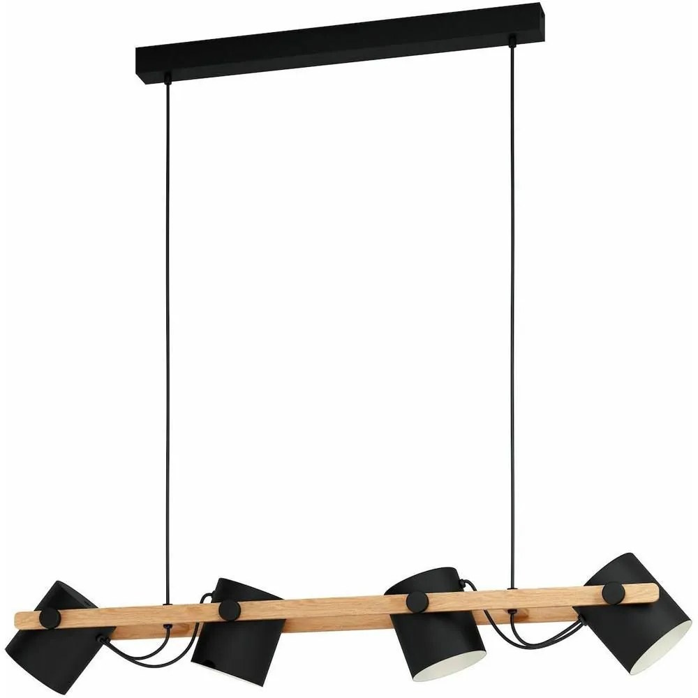 Φωτιστικό Οροφής - Ράγα 43424 Hornwood 4/E27 Wood Black-Beige Eglo Metal,Wood
