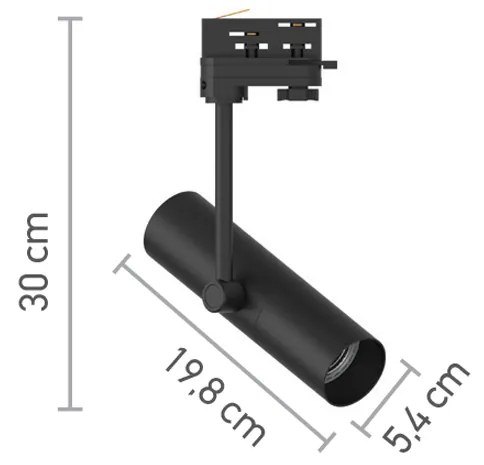 InLight Σποτ τριφασικής ράγας σε μαύρη απόχρωση 1XGU10 D:5,4cmX30cm (T01100-BL)