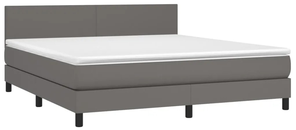 ΚΡΕΒΑΤΙ BOXSPRING ΜΕ ΣΤΡΩΜΑ &amp; LED ΓΚΡΙ 180X200 ΕΚ. ΣΥΝΘ. ΔΕΡΜΑ 3134121