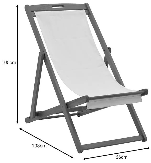 Σεζλόνγκ Franclow ξύλο ακακίας φυσικό-πανί pvc λευκό 66x108x105 εκ.