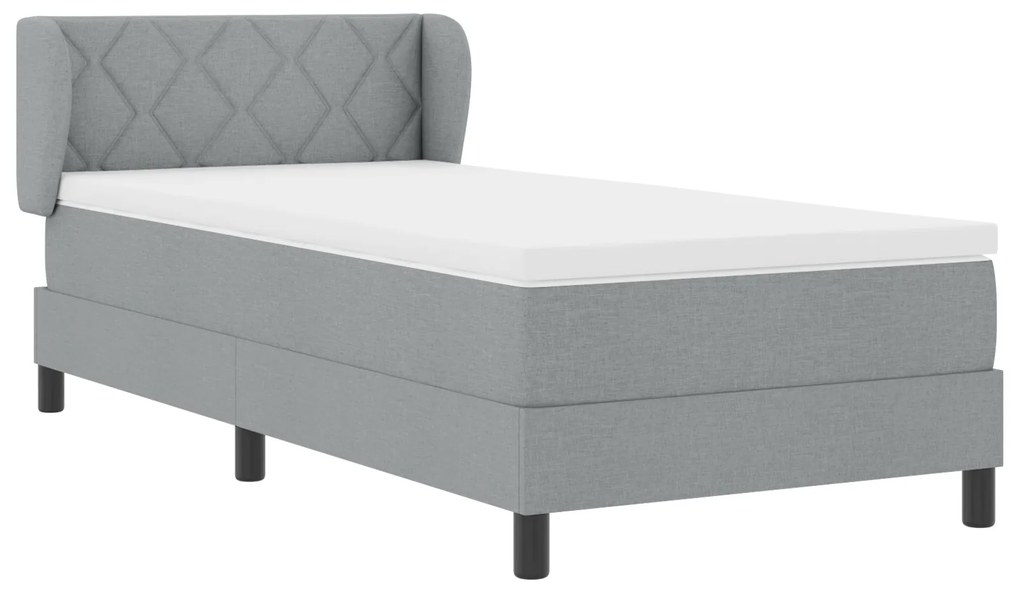 vidaXL Κρεβάτι με Στρώμα Ανοιχτό Γκρι 90x200 εκ. Ύφασμα