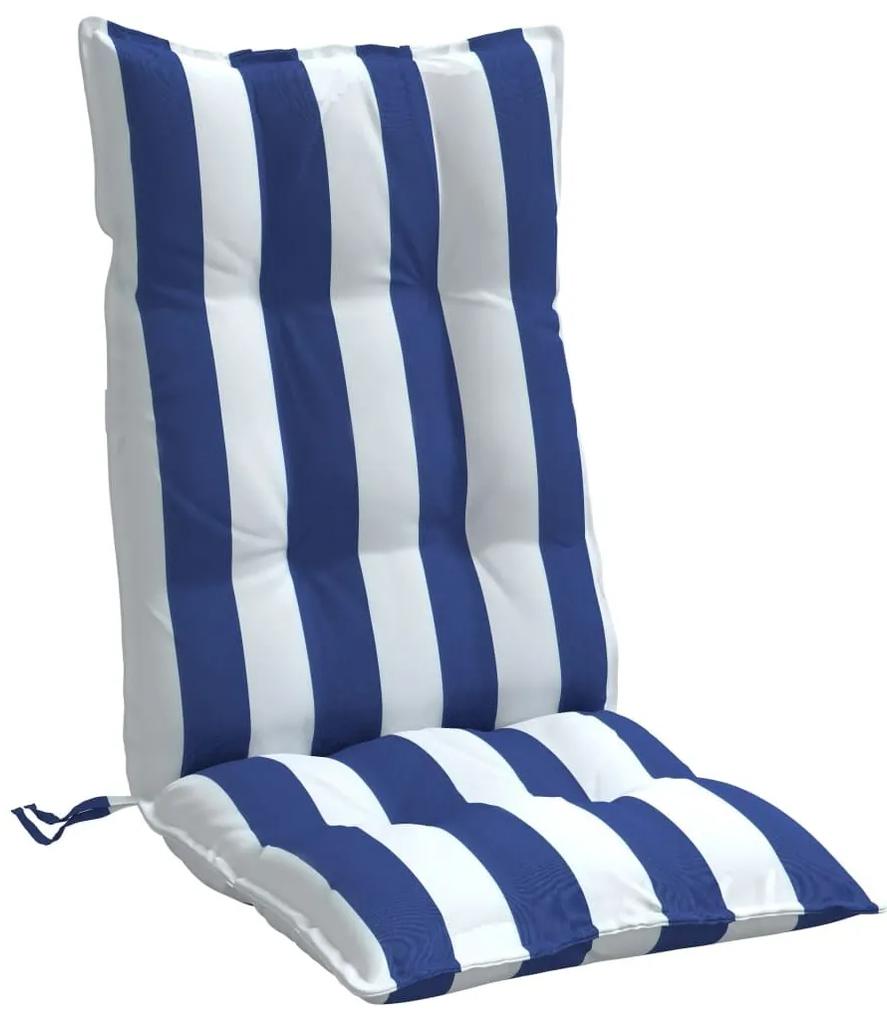 Μαξιλάρια Καρέκλας με Πλάτη 4 τεμ. Μπλε&amp;Λευκά Ριγέ Υφ. Oxford - Πολύχρωμο