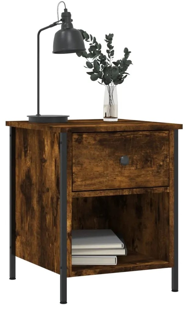 vidaXL Κομοδίνο Καπνιστή Δρυς 40 x 42 x 50 εκ. από Επεξεργασμένο Ξύλο