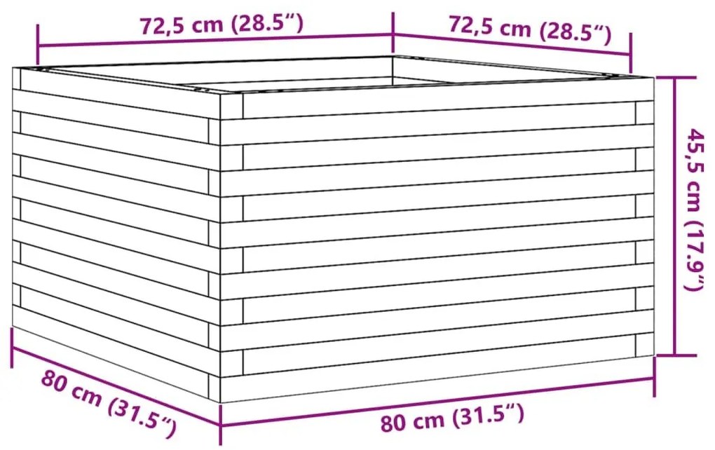 Ζαρντινιέρα Κήπου 80x80x45,5 εκ. από Εμποτισμένο Ξύλο Πεύκου - Καφέ