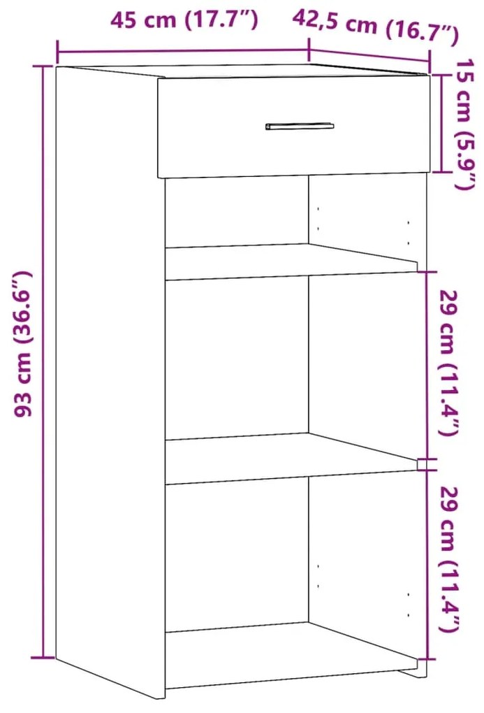 Συρταριέρα Λευκή 45x42,5x93 εκ. από Επεξεργασμένο Ξύλο - Λευκό