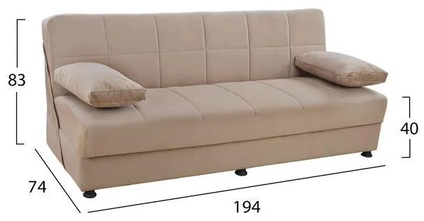 Καναπές - Κρεβάτι Ege 1221 3θέσιος Μπέζ 194x74x83Υ εκ. 194x74x83 εκ.