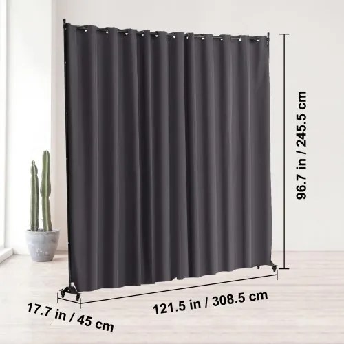 VEVOR Room Divider Portable Panel Room Divider with Wheels Privacy Screen Gray