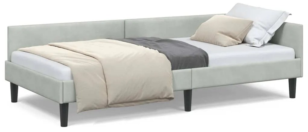 vidaXL Πλαϊνό Κρεβάτι με κεφαλάρι Ανοιχτό γκρι 90 x 200 cm