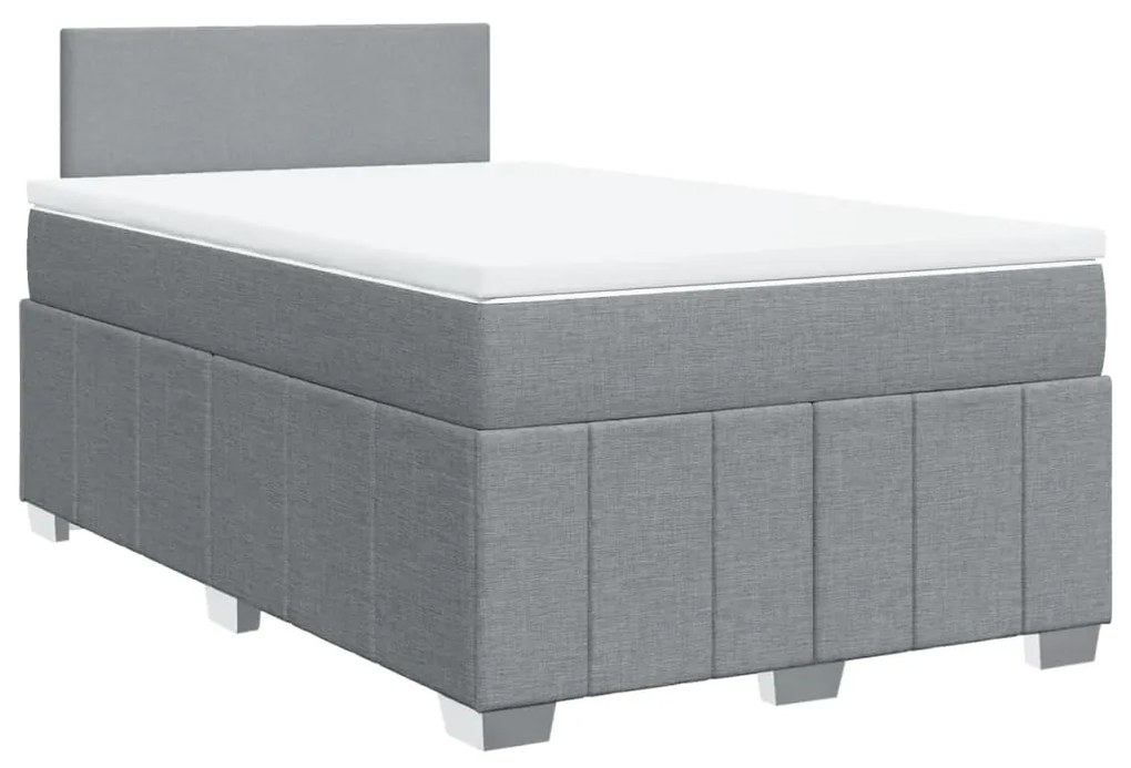 vidaXL Κρεβάτι Boxspring με Στρώμα Ανοιχτό Γκρι 120x190 εκ. Υφασμάτινο