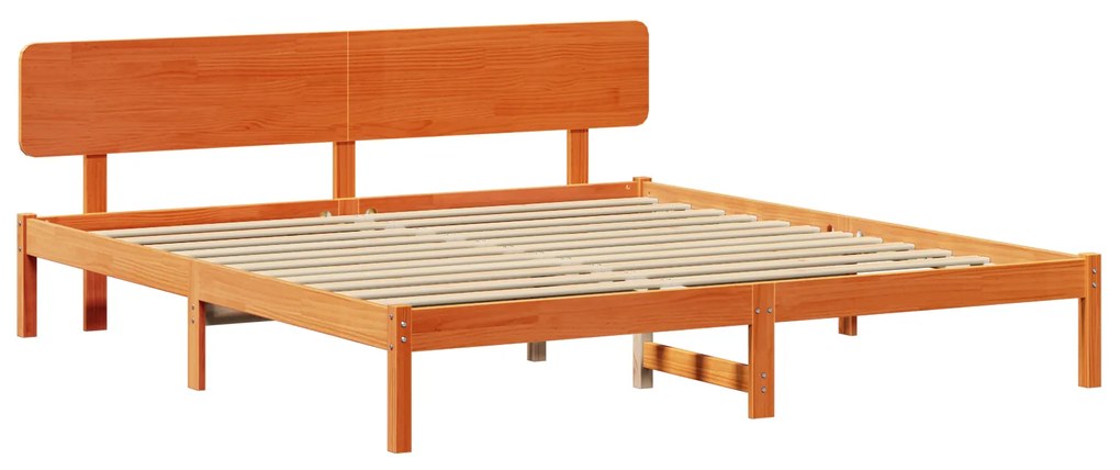 vidaXL Κρεβάτι με Κεφαλάρι Καφέ Κερί 180x200 cm από μασίφ πεύκο