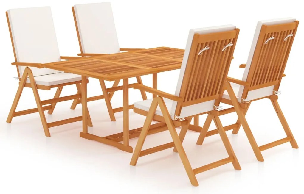 vidaXL Σετ Τραπεζαρίας Κήπου 5 τεμ. από Μασίφ Ξύλο Teak με Μαξιλάρια