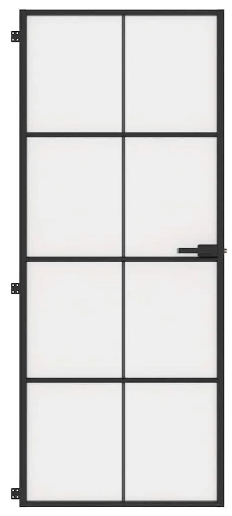 vidaXL Εσωτερική Πόρτα Μαύρη 83 x 201,5 εκ. Ψημένο Γυαλί &amp; Αλουμίνιο