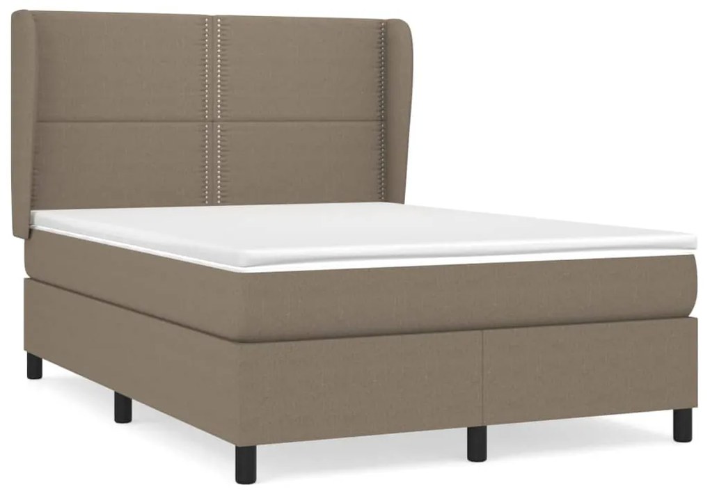 Κρεβάτι Boxspring με Στρώμα Taupe 140x200 εκ. Υφασμάτινο - Μπεζ-Γκρι