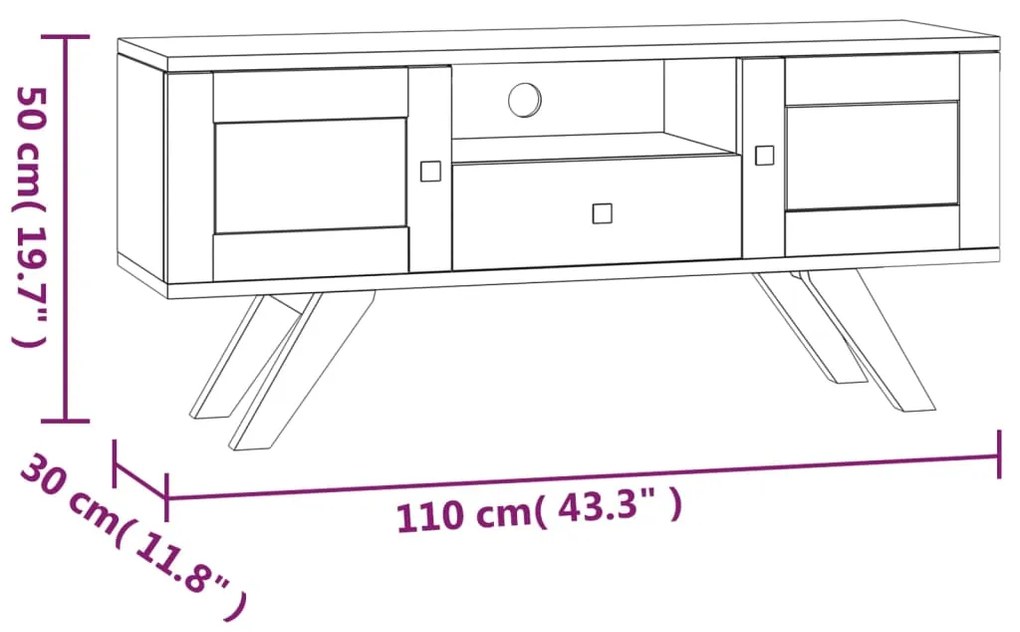 ΈΠΙΠΛΟ ΤΗΛΕΟΡΑΣΗΣ 110 X 30 X 50 ΕΚ. ΑΠΟ ΜΑΣΙΦ ΞΥΛΟ TEAK 340869